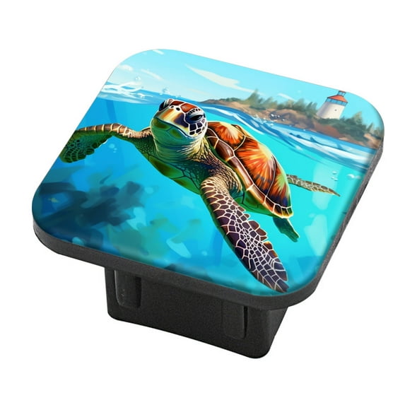 Hitch Cover Fits For 2-Inch Hitch,Sea Turtle Swimming Gracefully Near Coastal Lighthouserubber Trailer Hitch Cover Tube Plug Insert,Car Exterior Accessories, Receiver Tube Hitch Plug