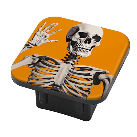 Hitch Cover Fits For 2-Inch Hitch,Skeleton With Hand Raised And Smilingrubber Trailer Hitch Cover Tube Plug Insert,Car Exterior Accessories, Receiver Tube Hitch Plug