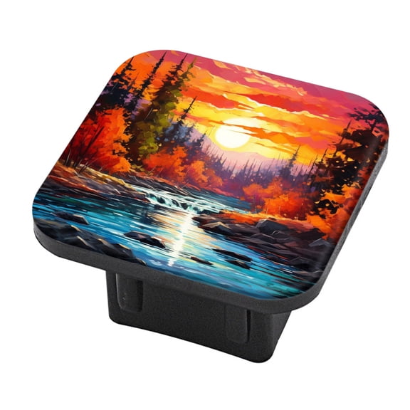 Hitch Cover Fits For 2-Inch Hitch,Sunset In The Forest With A Flowing Riverrubber Trailer Hitch Cover Tube Plug Insert,Car Exterior Accessories, Receiver Tube Hitch Plug