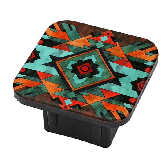 Hitch Cover Fits For 2-Inch Hitch,Symmetrical Geometric Pattern In Earthy Tonesrubber Trailer Hitch Cover Tube Plug Insert,Car Exterior Accessories, Receiver Tube Hitch Plug