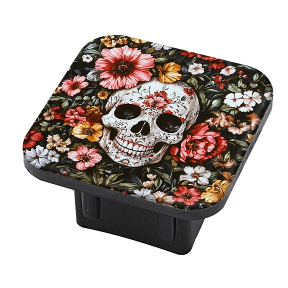 Hitch Cover Fits For 2-Inch Hitch,The Mysterious Allure Of A Floral - Adorned Skullrubber Trailer Hitch Cover Tube Plug Insert,Car Exterior Accessories, Receiver Tube Hitch Plug