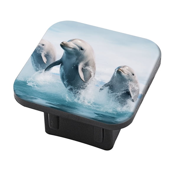 Hitch Cover Fits For 2-Inch Hitch,Three Dolphins Jumping Out Of The Water With Clear Skyrubber Trailer Hitch Cover Tube Plug Insert,Car Exterior Accessories, Receiver Tube Hitch Plug