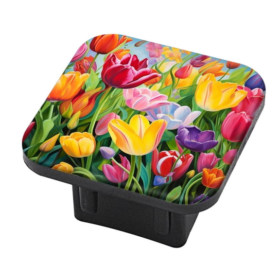 Hitch Cover Fits For 2-Inch Hitch,Tulips In Full Bloom With Colorful Petals And Delicate Leavesrubber Trailer Hitch Cover Tube Plug Insert,Car Exterior Accessories, Receiver Tube Hitch Plug
