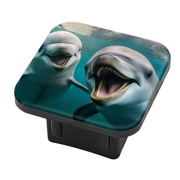 Hitch Cover Fits For 2-Inch Hitch,Two Dolphins Laughing And Happyrubber Trailer Hitch Cover Tube Plug Insert,Car Exterior Accessories, Receiver Tube Hitch Plug
