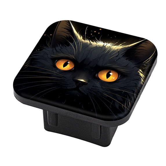Hitch Cover Fits For 2-Inch Hitch,Vector Illustration Of Adorable Black Cat With Glowing Eyesrubber Trailer Hitch Cover Tube Plug Insert,Car Exterior Accessories, Receiver Tube Hitch Plug