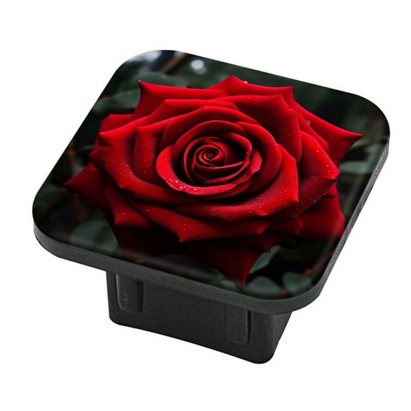 Hitch Cover Fits For 2-Inch Hitch,Vibrant Red Rose With Dew Drops Symbolizing Love And Passionrubber Trailer Hitch Cover Tube Plug Insert,Car Exterior Accessories, Receiver Tube Hitch Plug