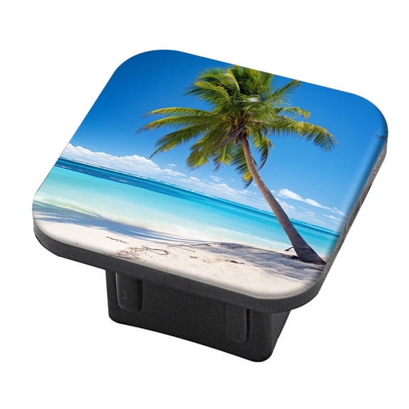 Hitch Cover Fits For 2-Inch Hitch,White Sand With Bule Water And Palm Treesrubber Trailer Hitch Cover Tube Plug Insert,Car Exterior Accessories, Receiver Tube Hitch Plug