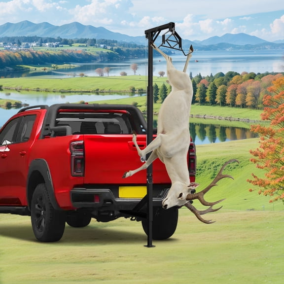 Hitch Game Hunting Hoist Truck Deer Hoist with Winch Lift Gambrel Hunting Game Skinning and Cleaning Accessory with Adjustable Height & 360 Degree Swivel