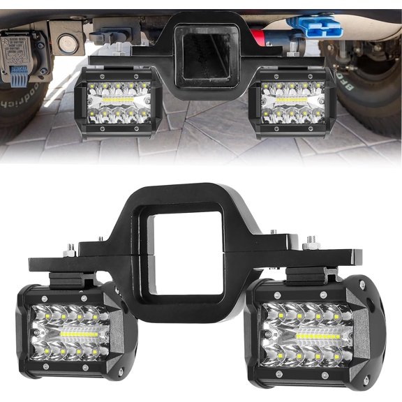 Hitch LED Lights, 4 Inch LED Work Light Pods with 2.5 Inch Towing Hitch Mount Brackets for SUV Pickup Fit Led Off-Road Driving Hitch Light bar
