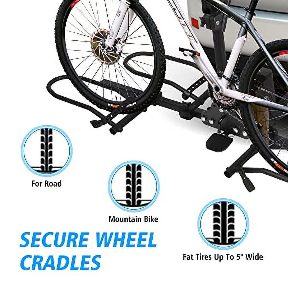 Hitch Mount Bike Rack 2 Bikes, Wobble Free Smart Tilting Folding