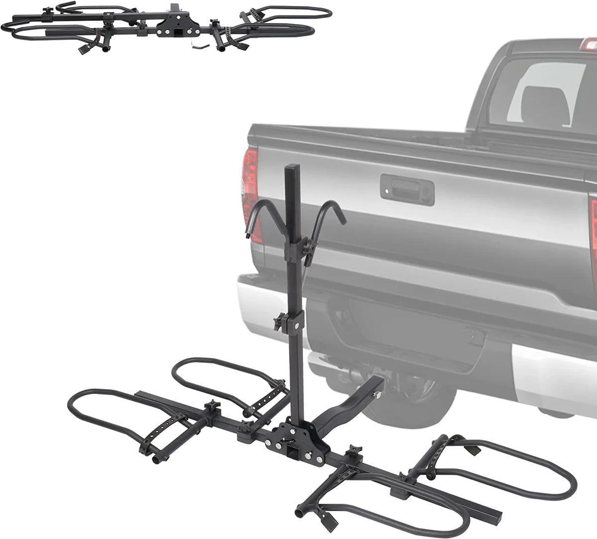 Hitch Mount Bike Rack 2 Bikes, Wobble Free Smart Tilting Folding