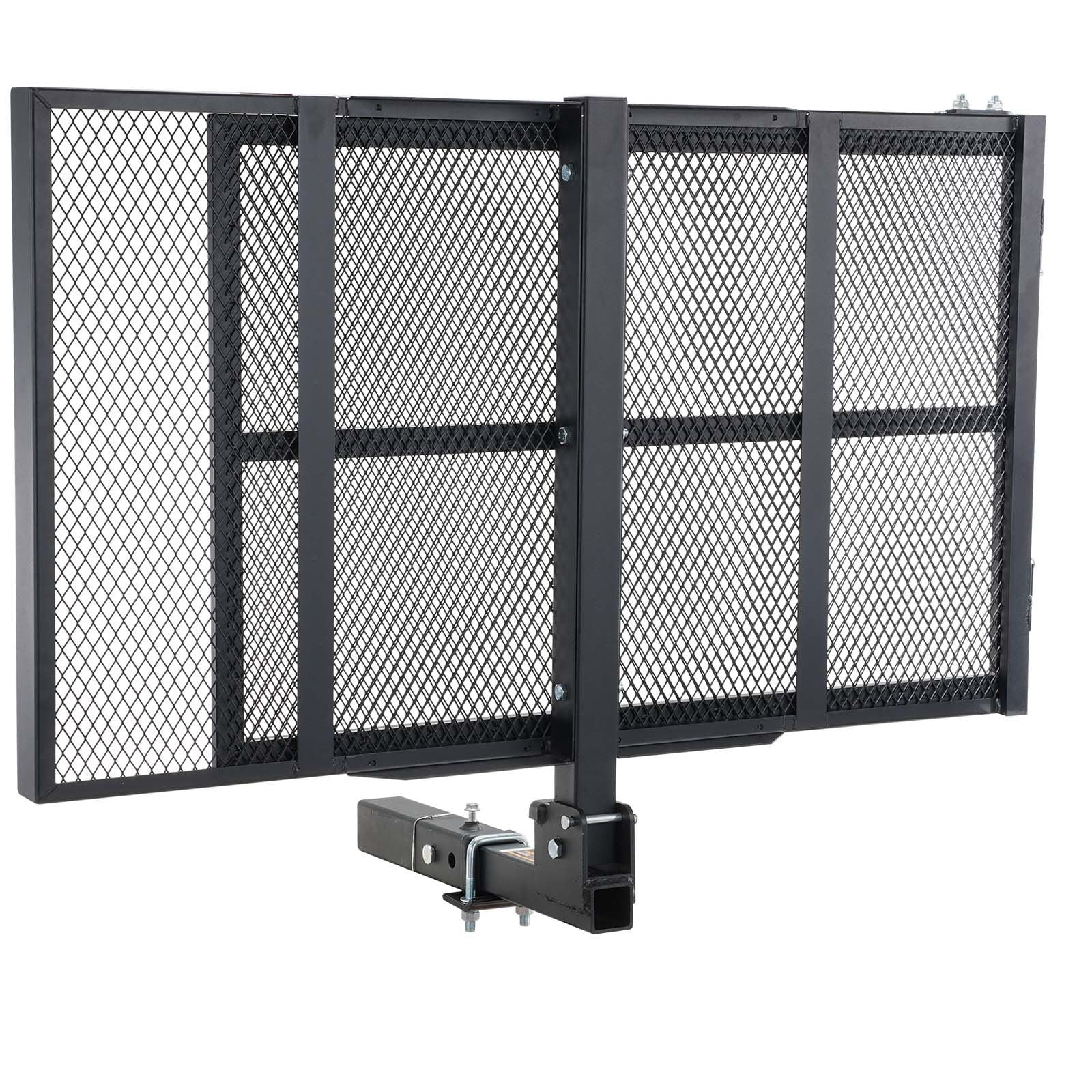 Hitch Mount Cargo Carrier, 45.3" x 25.6" Iron Hitch Cargo Rack with Folding Ramp, Hitch Rack Basket with Stabilizer and Straps, 500LBS Mobility Scooter Carrier Fit 2" Hitch Receiver