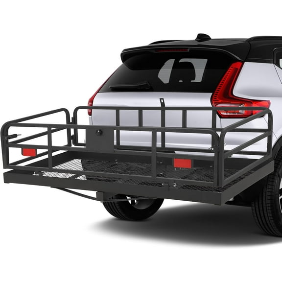 Hitch Mount Cargo Carrier Basket 60"x24"x14" Folding Luggage Rack with Waterproof Bag & 2" Stabilizer,500 lbs Capacity,Steel Construction for Camping Road Trips Overlanding (Fits 2" Hitch)