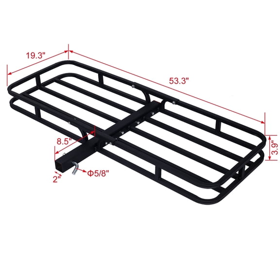 53" Hitch Mount Cargo Carrier for Suv & Truck, 500Lb Capacity Black Steel Rear Cargo Rack Fits 2" Receiver - Includes Hitch Pin Five