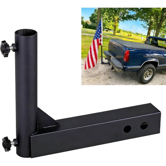 Hitch Mount Flag Pole Holder,for Any with 2" Hitch Receiver,Black
