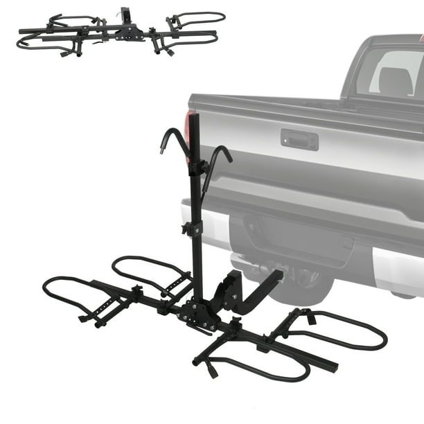 Hitch Mounted Foldable Bike Rack for 2 Bikes, Smart Tilting, Platform