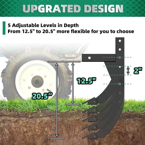 Hitch Mounted Trench Ripper, 3 Point Hitch Attachment with 16" Trenching Shank Plow, Heavy Duty Subsoiler for Tractor Lawn Mower ATV/UTV, Thicken Trench Digger with 2 Types Replaceable Teeth