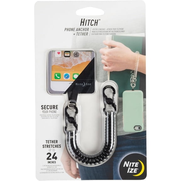 Hitch Phone Anchor & Tether - Durable, Coiled Phone Tether for Everyday & Outdoor Use - Adventure-Proof Design for Drop & Theft Protection - Compatible with Corded & Wireless Charging