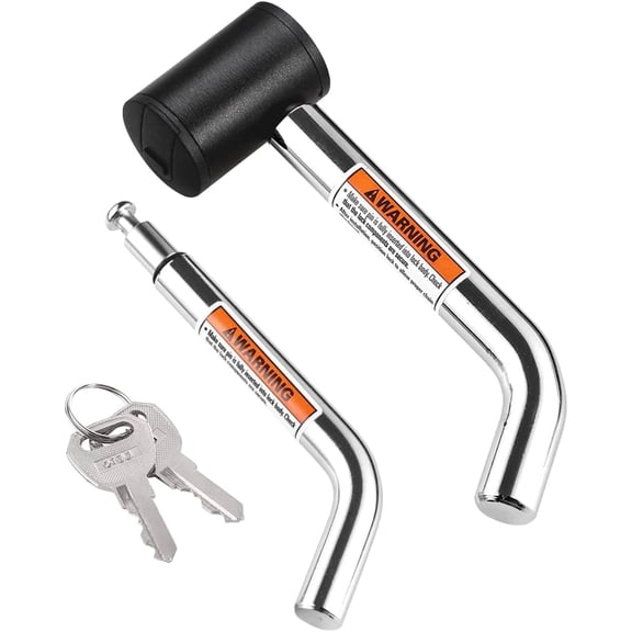 Hitch Receiver Pin Lock, Right Angle 1/2" and 5/8" Dual Pins for Class I II III IV 1-1/4" 2" 2-1/2" Receiver, Compatible with Bike Rack Tray Ball Tow Rope Trailer Truck Car Boat