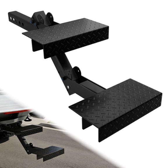 Hitch Step 2 Inch Receiver for SUV Truck RV, Heavy Duty 2 Step Dog Stairs with Adjustable Height, Foldable Dog Stairs & Dog Car Steps, Universal Trailer Hitch Step & Tow Hitch Step