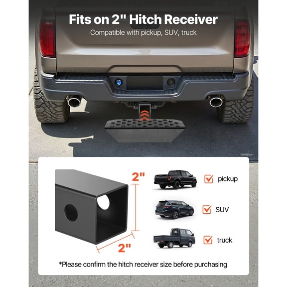 Hitch Step for 2"Receiver,Universal Rear Bumper Guard Protector with 350 LBS Load Capacity,Wide&Non-Slip Tow Hitch Step with Pin Kit&Stabilizer,Fit for Truck,SUV,Pickup,Trailer