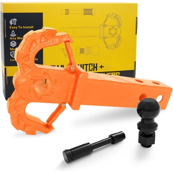 Hitch Step for 2" Receivers,Trailer Hitch with 2-Inch Ball Hitch and Trailer Hitch Pin, Drop Forged Hitch Step, 14 Ton (30000 Lbs) Break Strength Tow Hitch Receiver, Orange