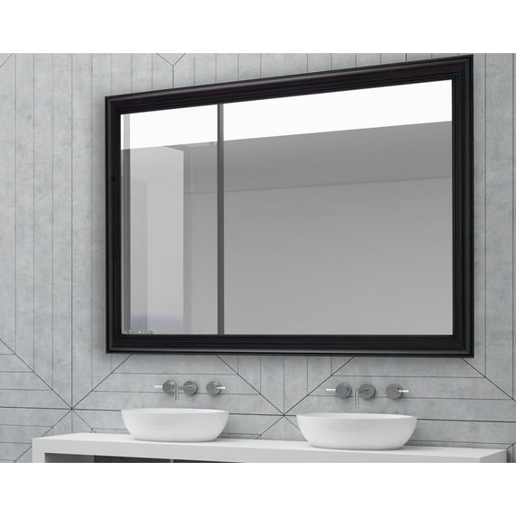 Hitchcock Butterfield 3 Step Satin Black Framed Wall Mirror - (27 x 37)