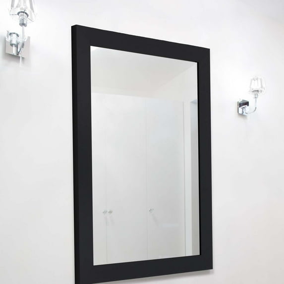 Hitchcock Butterfield Matte Black Urban Metro Bathroom Vanity Wall Mirror 42" H x 30" W - Black