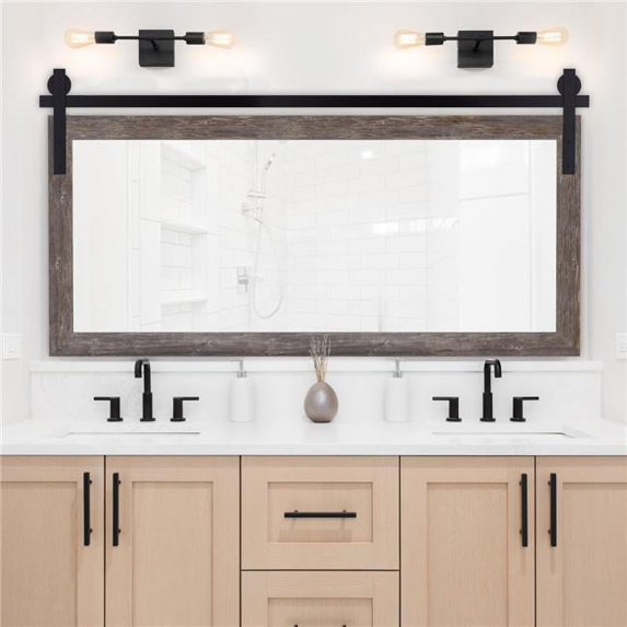 Hitchcock Butterfield Reclaimed Gray Seneca Rectangular Barn Door Mirror