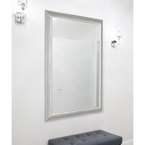 Hitchcock Butterfield Stepped Silver Petite Framed Wall Mirror - (26 x 36)