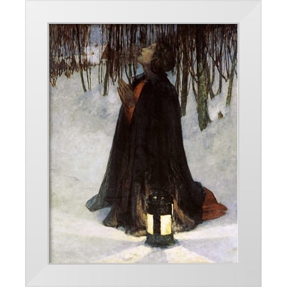 Hitchcock, George 12x14 White Modern Wood Framed Museum Art Print Titled - A Dream of Christmas