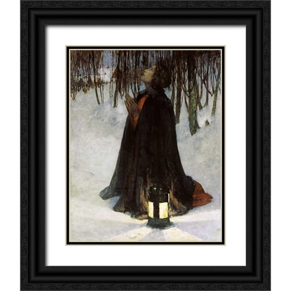 Hitchcock, George 26x32 Black Ornate Wood Framed with Double Matting Museum Art Print Titled - A Dream of Christmas