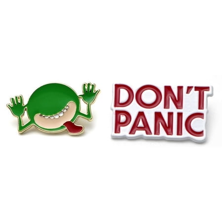 Hitchhikers Guide to The Galaxy Set of 2 Metal Enamel Logo Pin Set