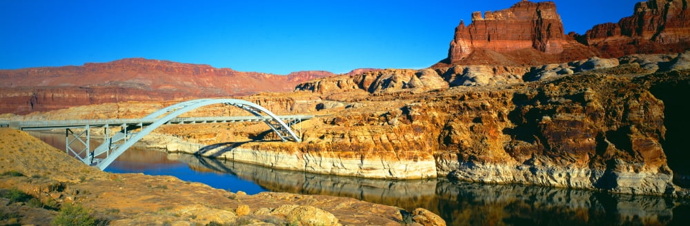 Hite Overlook and Cataract Canyon Bridge over Colorado River Canvas Art - Panoramic Images (36 x 12)