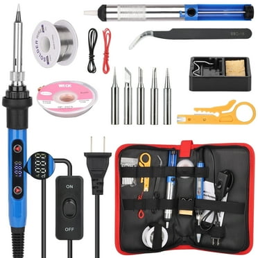 Hiteenyian 15 PCS Electric Soldering Iron Kit, 80W Adjustable Temperature Digital Display Repair Soldering Tool, Portable Electronic Circuit Board Precision Welding Small Tool Kit with ON-Off Switch