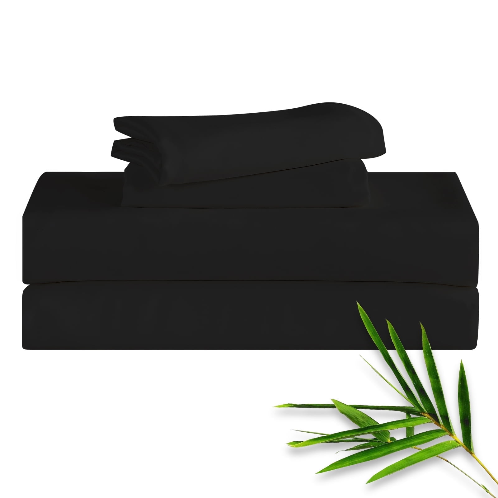 Hitime 4PC Bamboo Full Sheet Set, Deep Pocket Fit 16", Breathable Super Soft Luxury Hotel Style Home Decor Full Size Sheet Set, Gift for Women, Men - 2 Pillowcases, 1 Flat Sheet, 1 Fitted Sheet