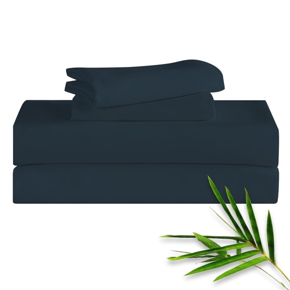 Hitime 4PC Bamboo Queen Sheet Set, Deep Pocket Fit 16", Breathable Super Soft Luxury Hotel Style Home Decor Queen Size Sheet Set, Gift for Women, Men - 2 Pillowcases, 1 Flat Sheet, 1 Fitted Sheet