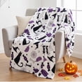 thumbnail image 1 of Hitime 50"x60" Halloween Throw Blanket - 300GSM Cozy Warm Flannel Fleece for Sofa Living Room, Holiday Gift Winter Bedding Decor - Purple Cat, 1 of 8