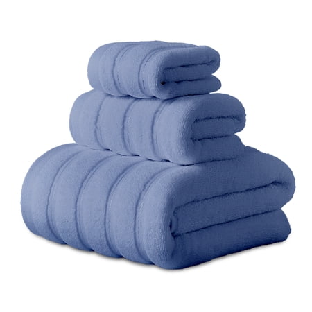 Hitime Bath Towel Sets of 3 Pieces, 1 Bath Towels 1 Hand Towels 1 Washcloths, 100% Cotton Highly Absorbent Towels for Bathroom, Gym, Hotel
