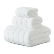 Hitime Bath Towel Sets of 3 Pieces, 1 Bath Towels 1 Hand Towels 1 Washcloths, 100% Cotton Highly Absorbent Towels for Bathroom, Gym, Hotel