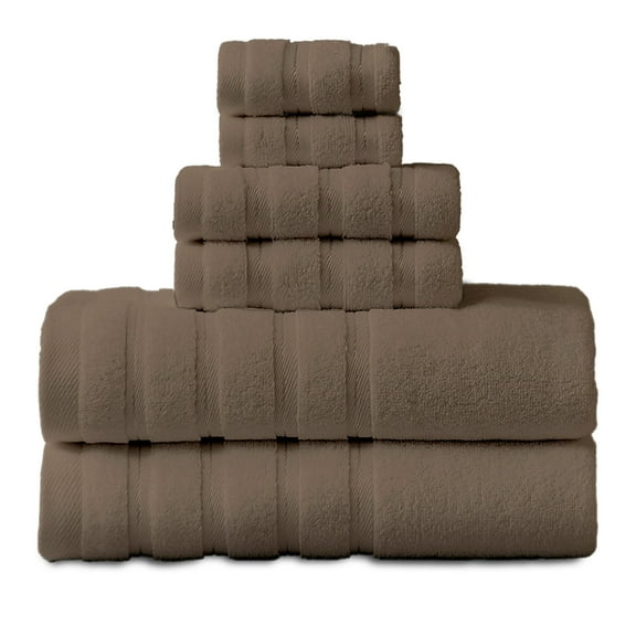 Hitime Bath Towel Sets of 6 Pieces, 2 Bath Towels 2 Hand Towels 2 Washcloths, 100% Cotton Highly Absorbent Towels for Bathroom, Gym, Hotel