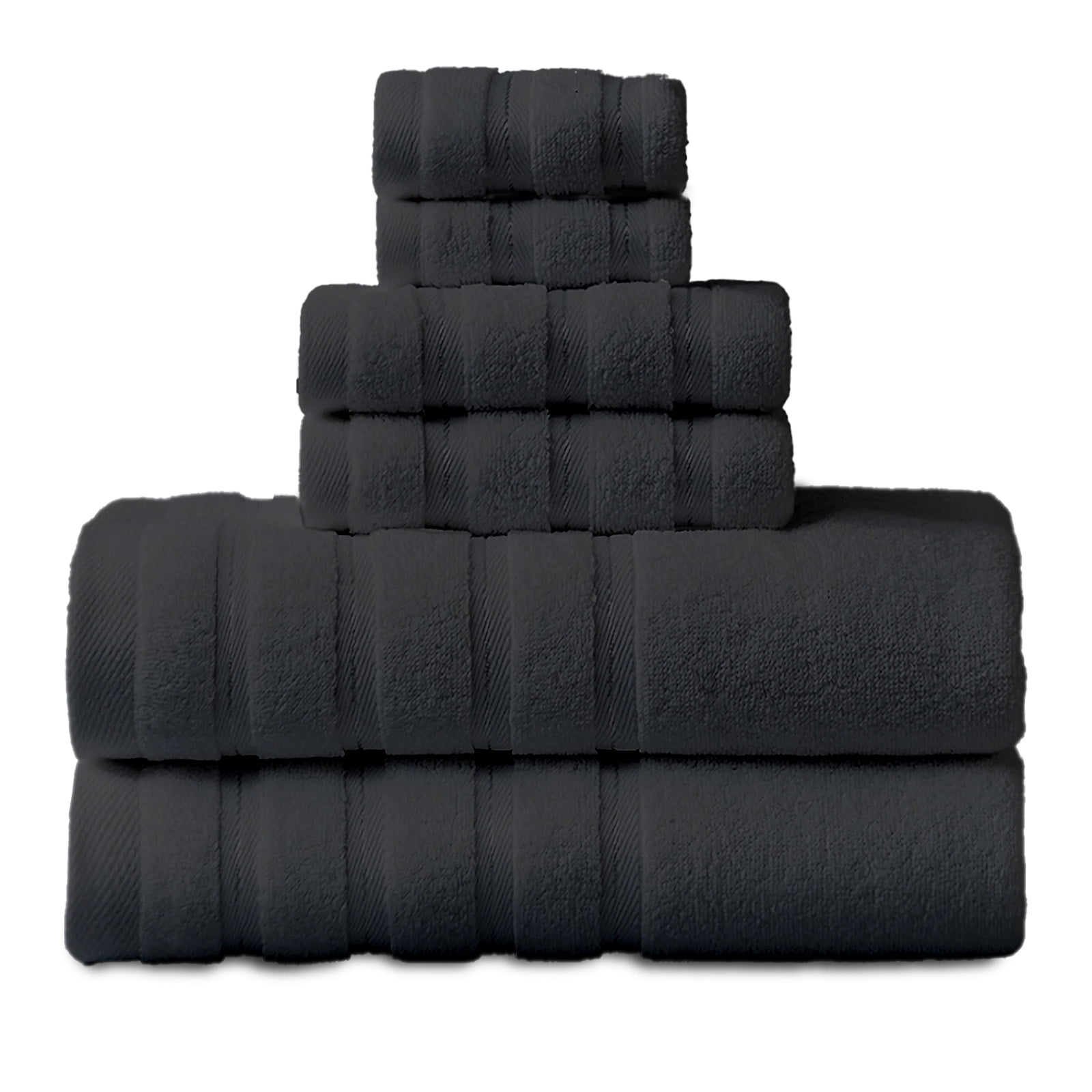 Hitime Bath Towel Sets of 6 Pieces, 2 Bath Towels 2 Hand Towels 2 Washcloths, 100% Cotton Highly Absorbent Towels for Bathroom, Gym, Hotel