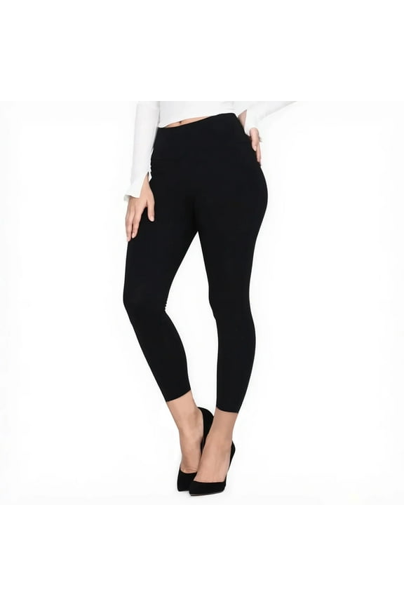 High Waisted Capri Leggings for Women Tummy Control Black Leggings Workout Pants for Women, Capri Length BLACK S-M