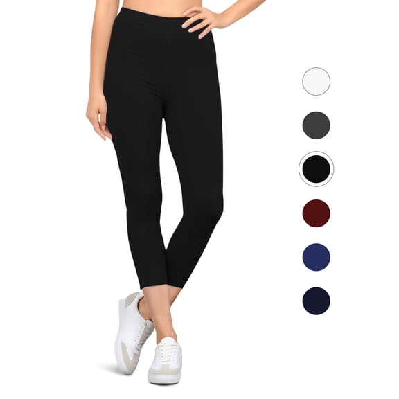 Hitime Capri Workout Leggings for Women Super Soft Stretchy High Waisted Capri Length Black Sizes L-XL Yoga Workout Running