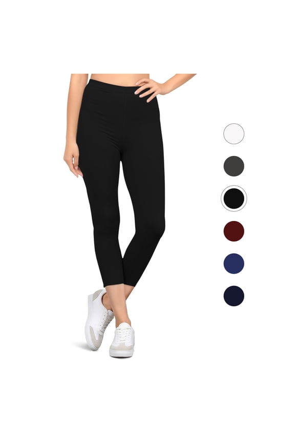 High Waisted Capri Leggings for Women Tummy Control Black Leggings Workout Pants for Women, Capri Length BLACK S-M