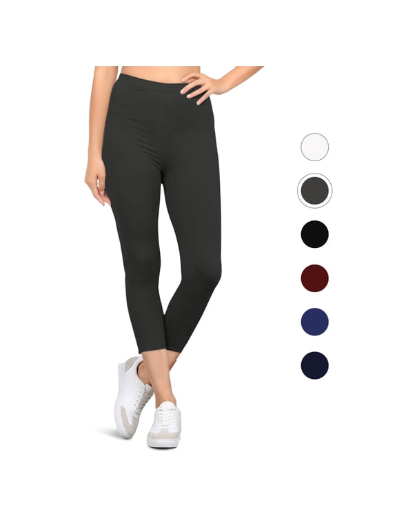 Capri Workout Leggings for Women Super Soft Stretchy High Waisted Capri Length Grey Sizes L-XL Yoga Workout Running