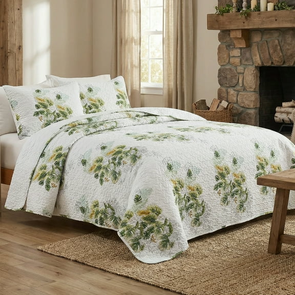 Hitime Luxury Printed Quilt Set King Size, Lightweight Comforter Set, Oversized Bedspread Coverlet Quilted Bedding Set, with 2 Matching Pillowcases, for All Season