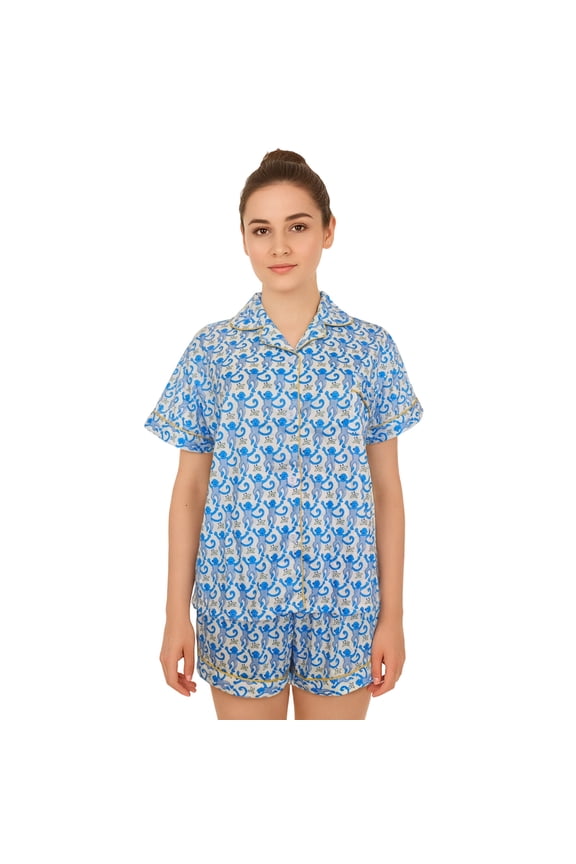 Milk Silk Womens Pajamas Set Button Down Summer Sleepwear Short Sleeve Breathable Nightwear Loungewear Set, Size XS