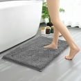 thumbnail image 1 of Hitime Soft Chenille Bath Rug Mat 16" x 24" Quick Dry Machine Washable Bathroom Runner - Ultra Absorbent Non-Slip Backing - Dark Gray, 1 of 11