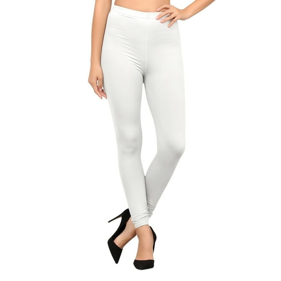 Hitime Non See-Through Leggings for Women Stretch Pants Full Length Yoga Workout Running, White L-XL